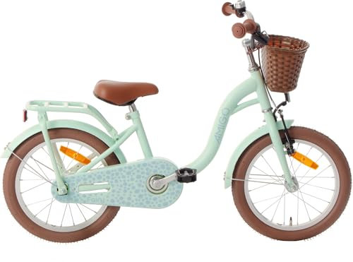 AMIGO Fairy - Kinderfahrrad Mädchen - 18 Zoll - Mit Kickstand, Rucktrittbremse und V-Brake - ab 5-7 Jahr - Mintgrün