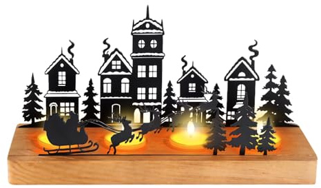 Kerzenhalter Adventskranz, Advent Kerzenhalter, Adventskranz Teelichthalter | Kerzenständer Weihnachten, Kerzentablett Metall mit Holz Haltern, Tisch Adventsdeko Weihnachtsdeko Kerzen