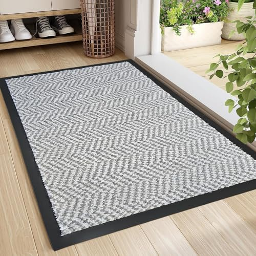 RSM RUGS Anti Slip Herringbone Door Mats with Rubber Backing – Indoor Outdoor Floor Mat for Entryway, Hallway Runner, Porch, Office (Colour 50, 40cm x 60cm)