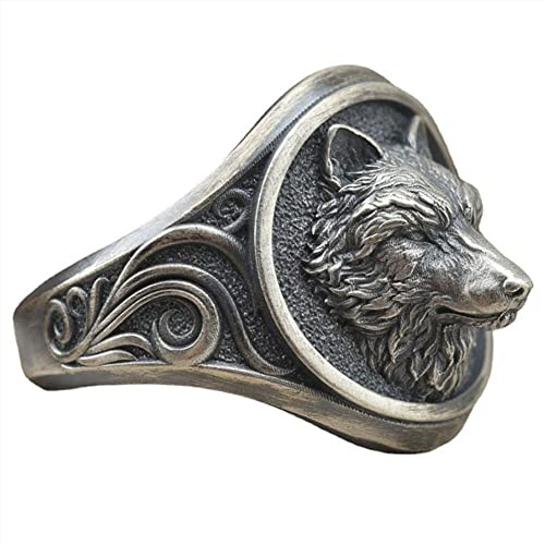 RZRPYFMM Viking Vintage Wolf Totem Ring,Siegelring Mit Wolfskopf Für Herren,Nordischer Mythologie Odin Mount Wolf Ring