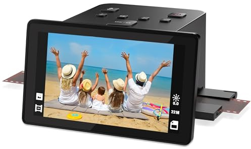 Digitaler Film- und Diascanner mit großem 5-Zoll-LCD-Display, Negativscanner und Dia Scanner zum Digitalisieren, konvertiert 135, 126 KPK, 110 Negative und Super 8-Film in 22 MP JPEG.