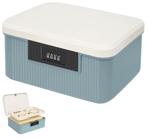 Hengrongshen Caja de almacenamiento de medicamentos de 2 capas 9 L, caja de almacenamiento con cerradura de combinación, pequeña con cerradura, caja para medicamentos, dulces, objetos de valor