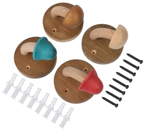 Lawnoval Lot de 4 crochets en bois massif avec vis d'extension, porte-serviettes en bois massif pour cuisine et chambre à coucher