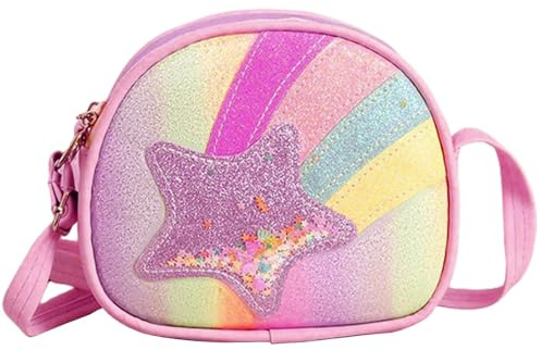 Umhängetasche Mädchen Glitzer Regenbogen Stern, Handtasche Mädchen