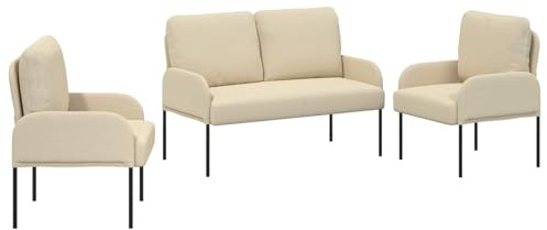 vidaXL Sofagarnituren 3 pcs Creme 115 x 56 x 80 cm Sperrholz, Wohnzimmer, Modern, Minimalistisches Design, Beigelicht, Offener Raum, Stylische Möbel, Funktionale Dekoration, Warme Atmosphäre