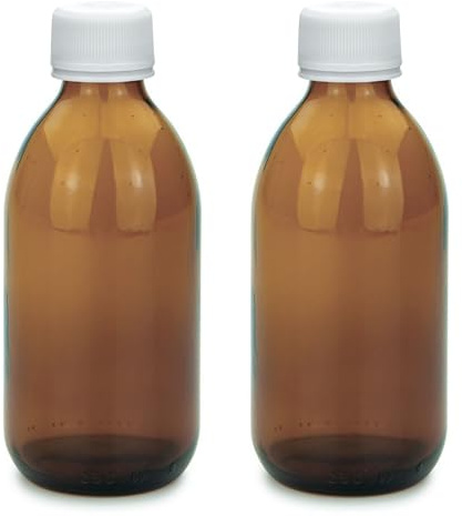Devitre 2x Apothekerflasche 250ml braune Glasflaschen mit Schraubverschluss und Etiketten