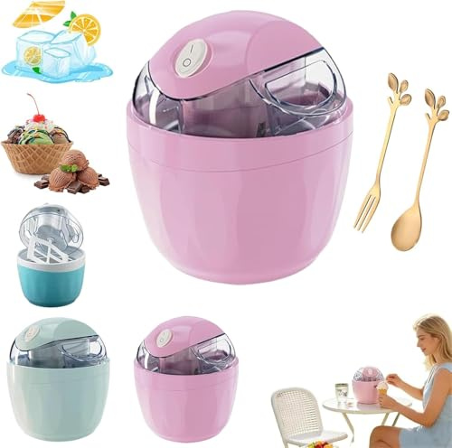 Kleine tragbare Mini-Eismaschine, nur 15 Minuten, DIY-Mini-Eismaschine, Ein-Knopf-Dessertmaschine, Einzelportion Gelato, Frozen Yogurt, kompakte elektrische Hersteller für die Küche, Familien-Snacks