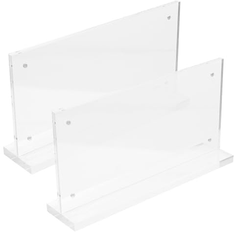 BETOOKY 2 Stück Magnetische Acryl Schilderständer mit Doppelter Transparenter Anzeige und Magnetischer Befestigung für Einzelhandel und Werbung 10x20cm