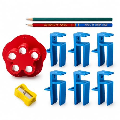 Woodworking Or Carpentry Jigs Set, Woodworking Scribing Tool Set, Contour Profile Scriber (15-20mm) with 6 Fixing Clamps, Carpentry Layout Jig for Fitted Wardrobes, Filler Panels & Skirting Boards