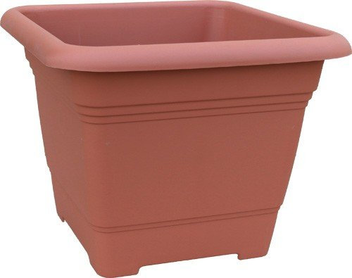 PP Plastic 026-28-02 Blumenkübel Nora eckig, Terracotta, 27,5x27,5xH22 cm