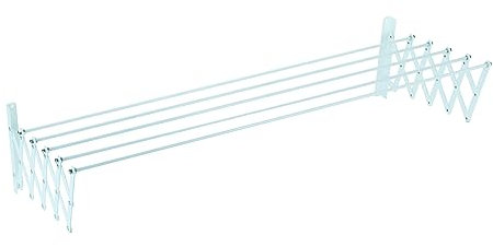 Sauvic 89798 - Tendedero E x tensible plastificado 110 cm, Color Blanco, 110 x 78 x 26,5 cm