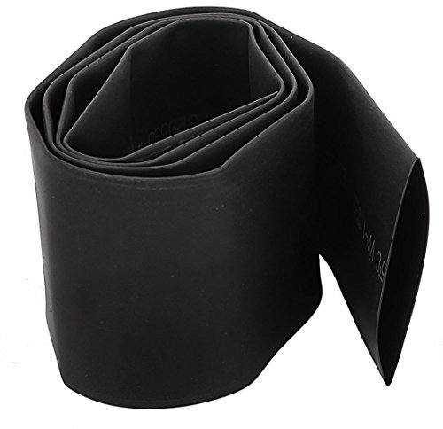 sourcingmap 35mm Dia 58mm Flat Width Heat Shrinkable Tube Shrink Tubing Sleeve Cable Wrap 1m Black