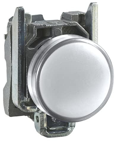 Schneider Electric Harmony XB4 - Pilot Indicator Light, Metal, Plain Lens, Integral LED, Industrial Control, 230…240 V AC, XB4BVM1, White