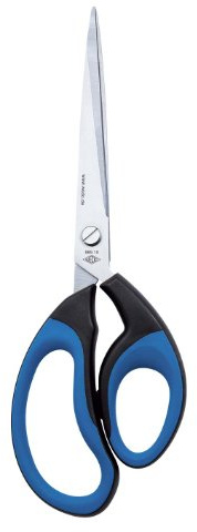 Wedo 98910 Schere (Edelstahl Soft-Cut, 10 Zoll / 25,5 cm, mit Gummigriff) schwarz/blau