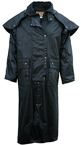Outback Trail By Foxfire, Oilskin, Oilcloth Waterproof Drover, Duster Long Coat - Black -