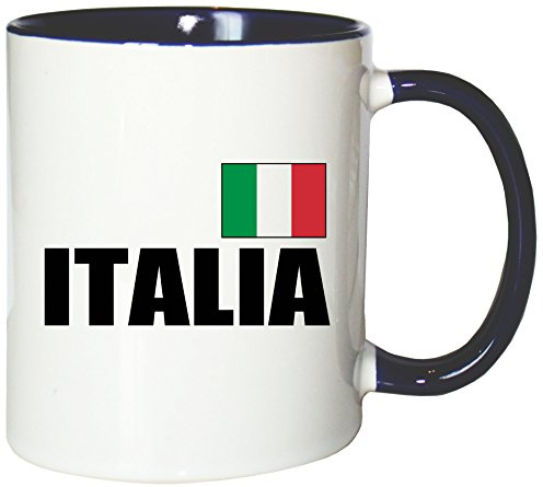 Mister Merchandise Kaffeetasse Italia Fahne Flag Teetasse Becher, Farbe: Weiß-Blau