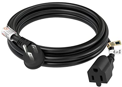 FIRMERST 1875W 15A Basso Profilo Cavo di Prolunga Spina Piatta 14 AWG Nero