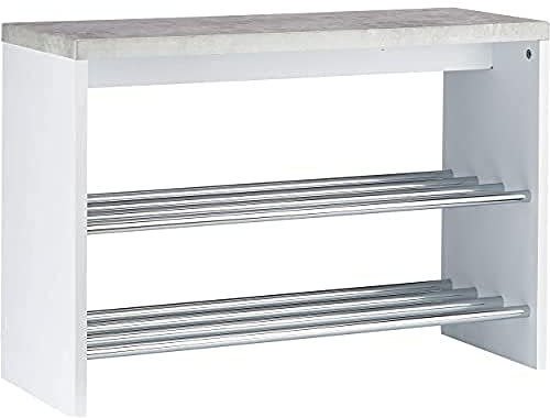 HAKU Möbel 95631 Bank, Metall, Betonoptik-weiß-chrom, 81 x 30 x 55