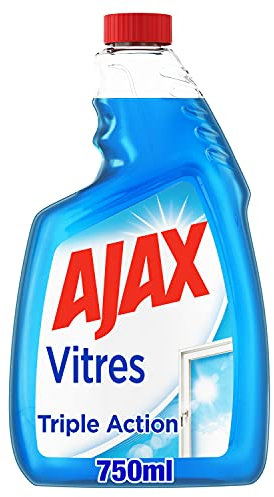 AJAX - Produit Nettoyant Vitres Ajax Triple Action Spray - Pour des Vitres 100 % Sans Traces - Formule 3 en 1 - Recharge pour Flacon Spray 750 ml