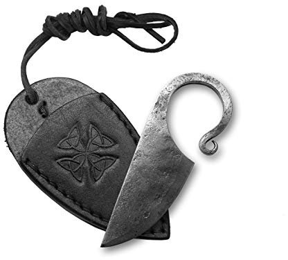 TOFERNER Coltello da caccia a lama fissa Coltello in acciaio Celtico – Forgiato a mano & Lama a punta ultra affilata – Inclusa custodia in vero cuoio