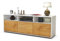 Stil.Zeit TV Schrank Lowboard Andrina, Korpus Weiss matt, Front Holz Design Eiche (135x49x35cm), Push to Open Technik