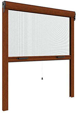 Zanzanet Zanzariera Verticale per finestre su Misura 42 mm cassonetto Sottile Personalizzabile a Rullo con Molla Telaio con Profilo Robusto e Resistente in Alluminio Made in Italy Ciliegio