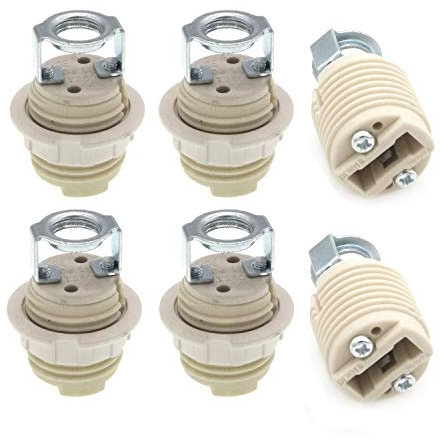 G9 Lamp Holders with Bracket,G9 Threaded Ceramic Halogen Socket with Ring and for G9 Light Bulb (6-Pack)