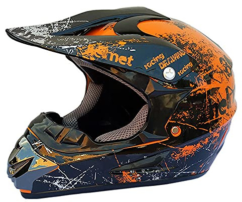Woljay Motorrad Motocross Offroad Integralhelm Helm ATV Dirt Bike Downhill MX DH Racing 80-3 Geschenk (Mittelgroß, Orange 80)