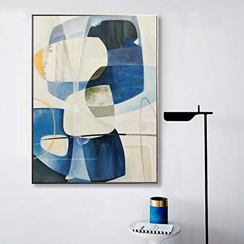 Ölbilder Auf Leinwand Handgemalt,Große moderne blaue Landschaft Kunst 100% handgezeichnete Kunstwerke, abstrakte Malerei, moderne Pop Art Wandbild Wohnzimmer Schlafzimmer Galerie Wanddekoration, 40