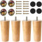 YouYuer Pieds de Meuble en Bois,4PCS Pieds de Canapé de Rechange Pied de Lit Pied Table Basse Droit Pieds Meuble Cuisine Finition avec Accessoires Pieds Bois pour lit,Placard,Banc,Meuble TV (15cm)