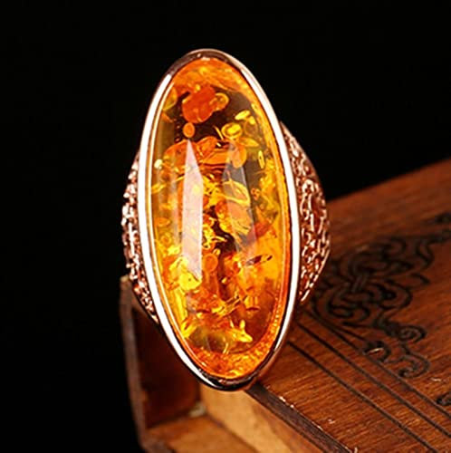 Wdhybwcx Baltischer Bienenwachs Bernstein Oval Frauen Ringe Niedlich Schmuck Verlobung Ehering Weiblich-Nr. 10,AJZ2654XS-A Oval