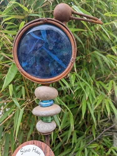 Zen Man Edelrost Gartenstecker Gartenvogel Glasdeko Steindeko Vogel 029532 B10H60cm