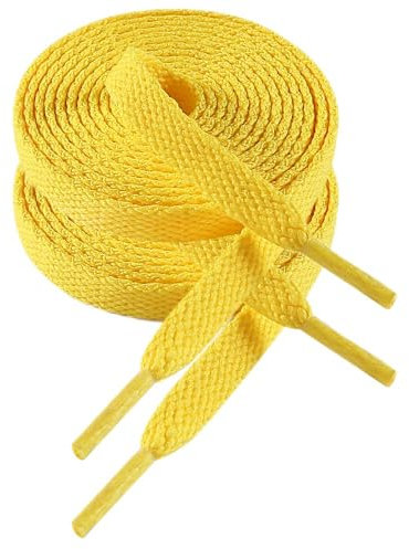 VSUDO 160 cm Länge Gelb Flach Sneaker Schnürsenkel, 8mm Breite Gelb Turnschuhe Schuhband, Golden Yellow Sneaker Shoelace, Ersatz Sportschuhe Schnürsenkel für Frauen oder Männer (2 Paare-Gelb-160cm)