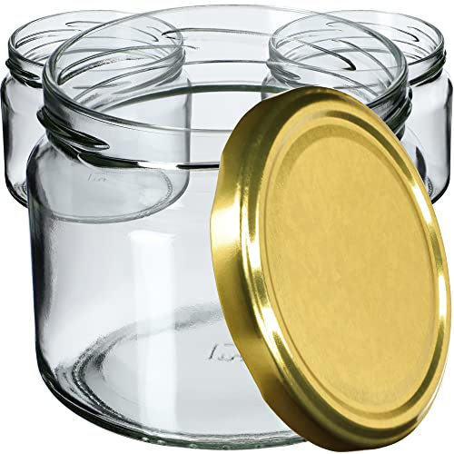 KADAX 20st Einmachgläser mit Schraubdeckel, Marmeladengläser 330ml, Vorratsgläser für Marmeladen, Konfitüren, Honig, Gläser mit Schraubverschluss (Gold)