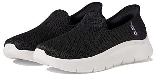 Skechers Women's Hands Free Slip-ins Go Walk Flex-Relish Sneaker, Negro y Blanco, 5.5 UK Wide