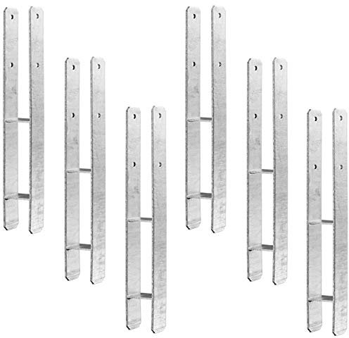 6 x Heunert H-Pfostenträger H-Anker Pfostenanker Set 6 Stück 91, 101, 121 oder 141 verzinkt mit CE Zeichen extra stark inkl. Schraubenset (6 Stück 101 x 600 x 6 mm)
