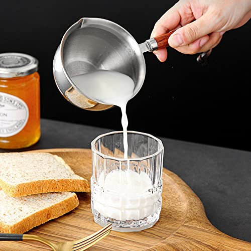 Olla de acero inoxidable para salsa de leche de 300 ml, cacerola pequeña, no para café, aceite de mantequilla, leche o chocolate