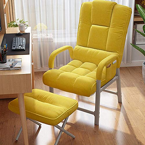 Poolside Lounger,Executive Reclining Computer Desk Chair With Footrest, Gaming Computer Desk Office Swivel Reclining Chair-Yellow