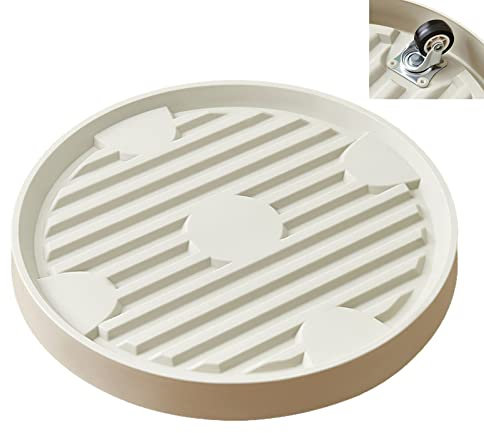 auons Plant Caddy mit Rädern, Rolling Plant Stand mit Rollen Heavy Duty Plant Dolly, Kunststoff Plant Roller Base, Beweglicher Pflanzwagen für Indoor Outdoor Home Garden Tools, Beige, 31.5cm