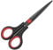 KUONIIY Tijeras revestimiento de titanio ultra afiladas cuchillas de agarre cómodo suave tijeras multiusos, rojo negro, 15,3 cm
