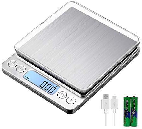 KUBEI USB Ricaricabile 1000g/0.01g Bilancia di Precisione da Cucina Digitale, di precisione tascabile digitale Funzione Tara per gioielli da cucina, droghe, tè, lievito, caffè,Alimenti Pesa Bilance