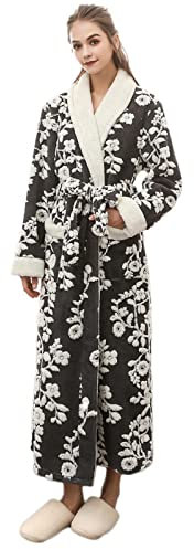 MJGkhiy Accappatoio Kimono Donna Invernale Taglie Forti Con Cintura Peluche Accappatoio Vestaglie Cotone Manica Lunga Elegante Felpata Pigiama Da Notte Per Casa Hotel Spa Flanella Accappatoio