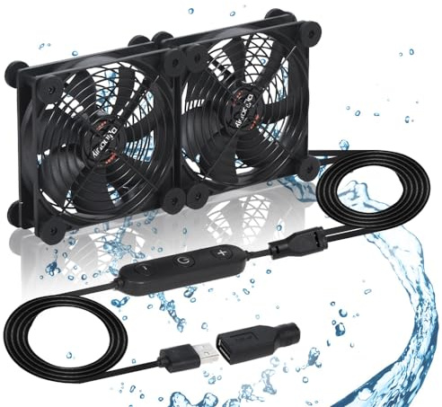 xiaoqijia Quiet Dual 120mm Fan with 10 Speed USB 5V Fan DC 12V Fan Gaming PC Fan Portable Cooling Fan for Tablet TV Receiver Router DVR Xbox Computer Cabinet Component Cooling