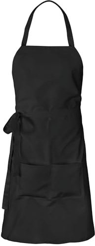 Shirtoo Kochschürze Vario schwarz in Gastroqualität inkl. 2 Front-Taschen, größenverstellbar, schmutzabweisend, unisex für Frauen und Männer