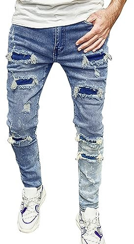 Baggy Jeans Herren mit Print Stretch Hip Hop Weitem Bein Breite Jeans Baggy Pants Vintage Atmungsaktiv Straight Jeanshose Baggy Hose Verschleißfest Relaxed Fit Y2K Streetwear