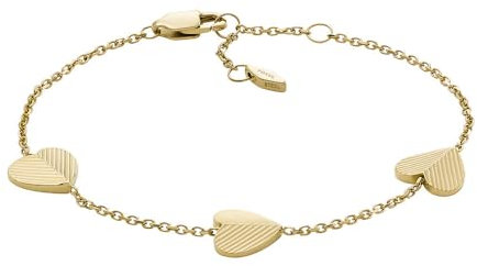 Fossil Bracciale a catena sottile da donna in acciaio inox con chiusura a moschettone, Oro chiaro