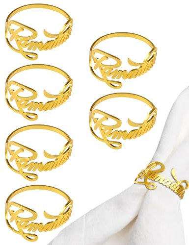 Metal Napkin Rings Serviettenringe 6 Stück Ramadan Letter Metall Serviettenring Set, Metall Serviettenringen, Serviettenhalter Schnalle für Hochzeit Ramadan Abendessen Bankett Zuhause Tisch Party