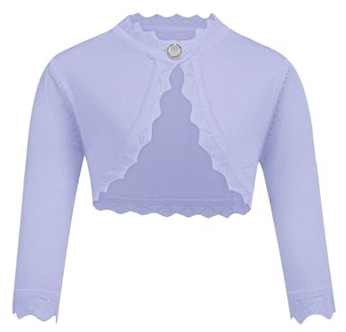 trudge Giacca Bolero da Ragazza Cardigan a Maniche Lunghe Coprispalle per Bambini Elegante Giacca a Spalla Festiva Cardigan Corto Primaverile con Bottoni Viola 6-7 Anni