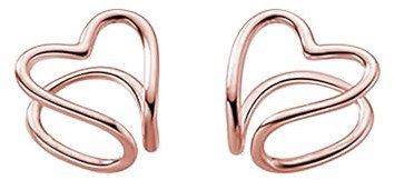 Reffeer Ohrringe aus massivem 925er-Sterlingsilber, Herz, ohne Piercing, Clip-on-Ohrringe (C-Roségold)