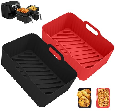 Silikon-Luftfritteusen-Einlagen für Ninja Dual Air Fritteuse, 2 Stück Liner Zubehör, Airfryer Liner Liner für Ninja